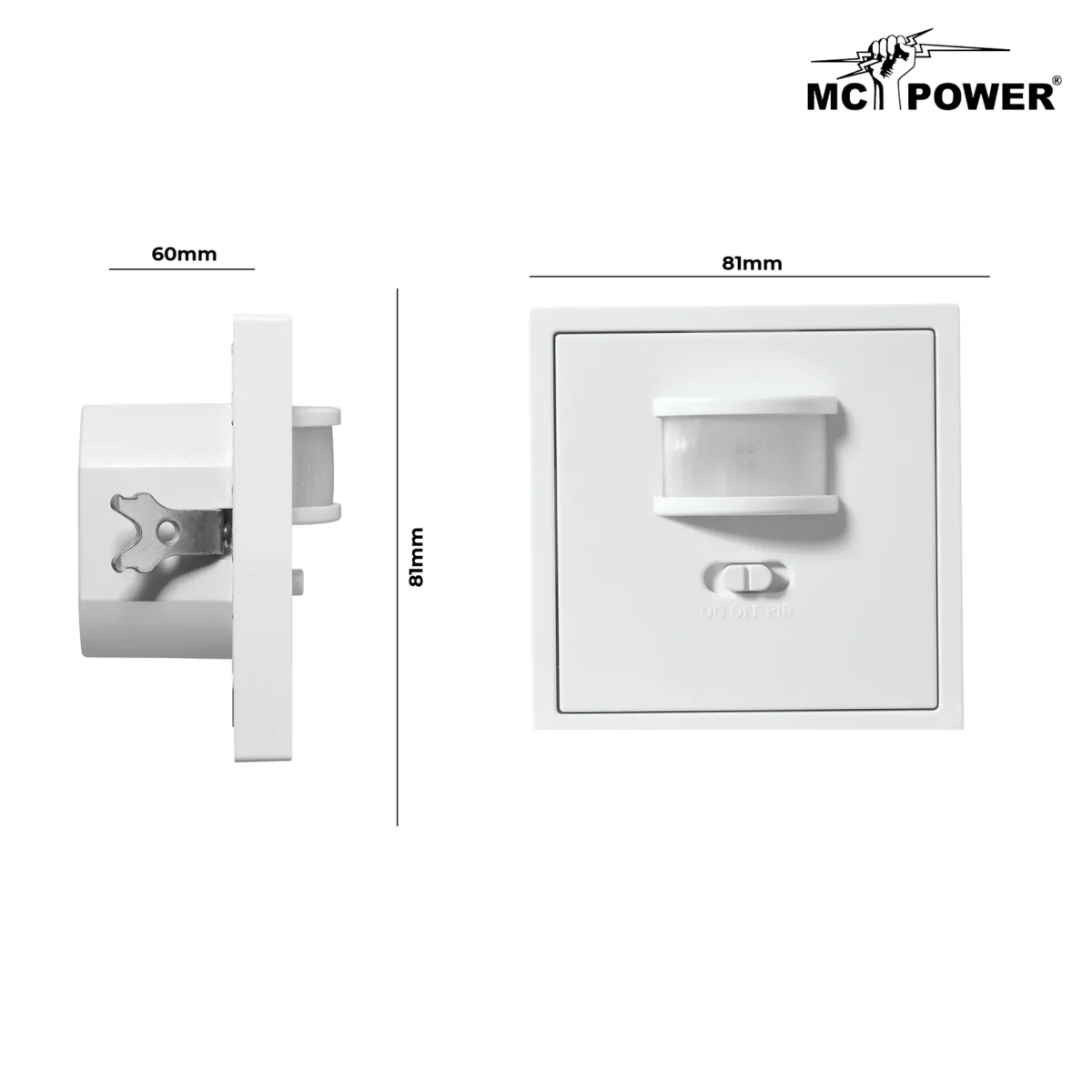 Unterputz IR Bewegungsmelder McPower "Shallow" 160°, 750W, LED geeignet, weiß – Bild 4