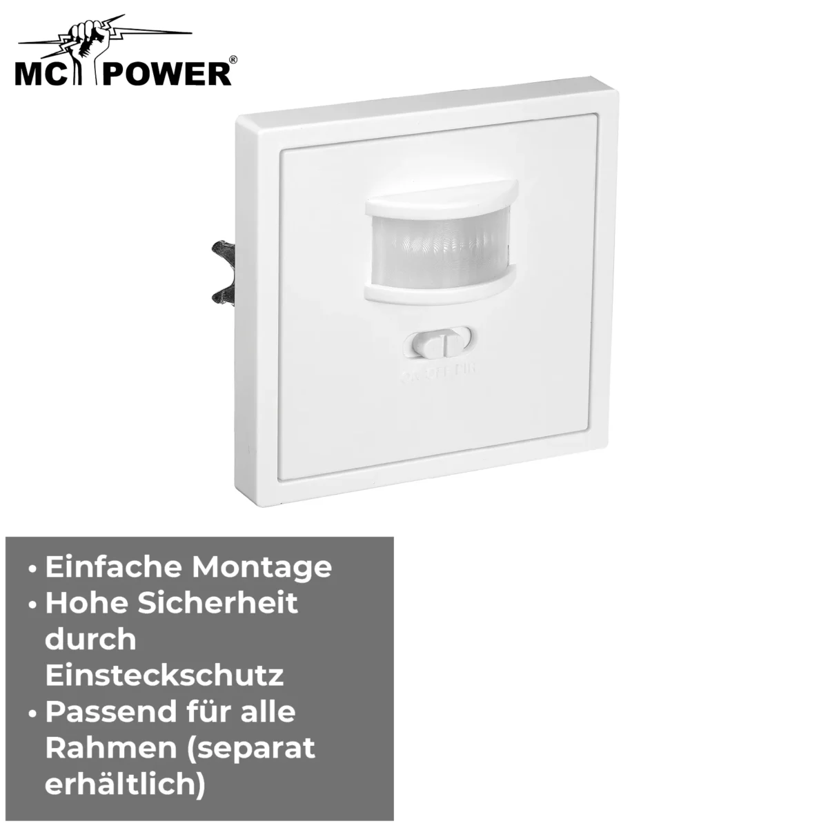 Unterputz IR Bewegungsmelder McPower "Shallow" 160°, 750W, LED geeignet, weiß – Bild 5