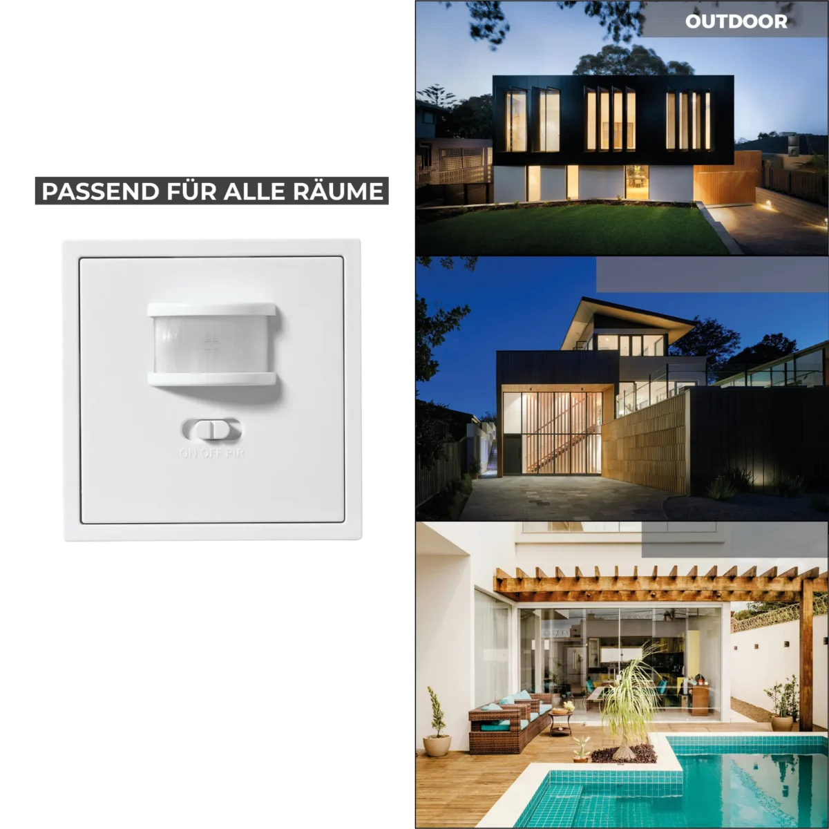 Unterputz IR Bewegungsmelder McPower "Shallow" 160°, 750W, LED geeignet, weiß – Bild 6