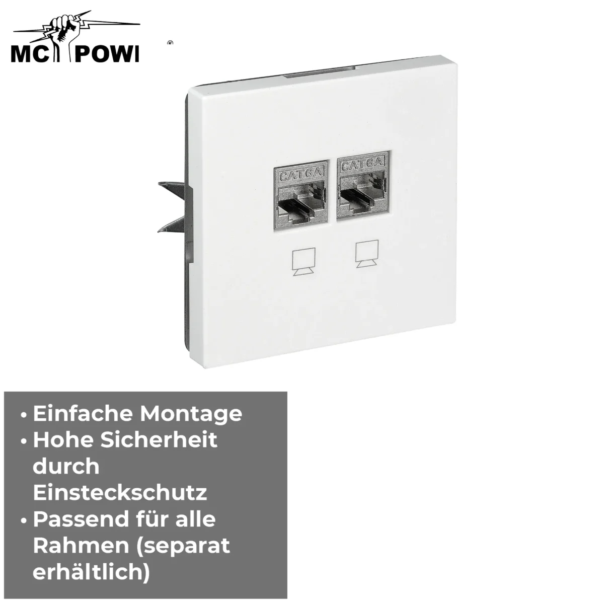Netzwerk-Dose McPower "Shallow" CAT6A, UP, weiß, vollgeschirmt – Bild 4