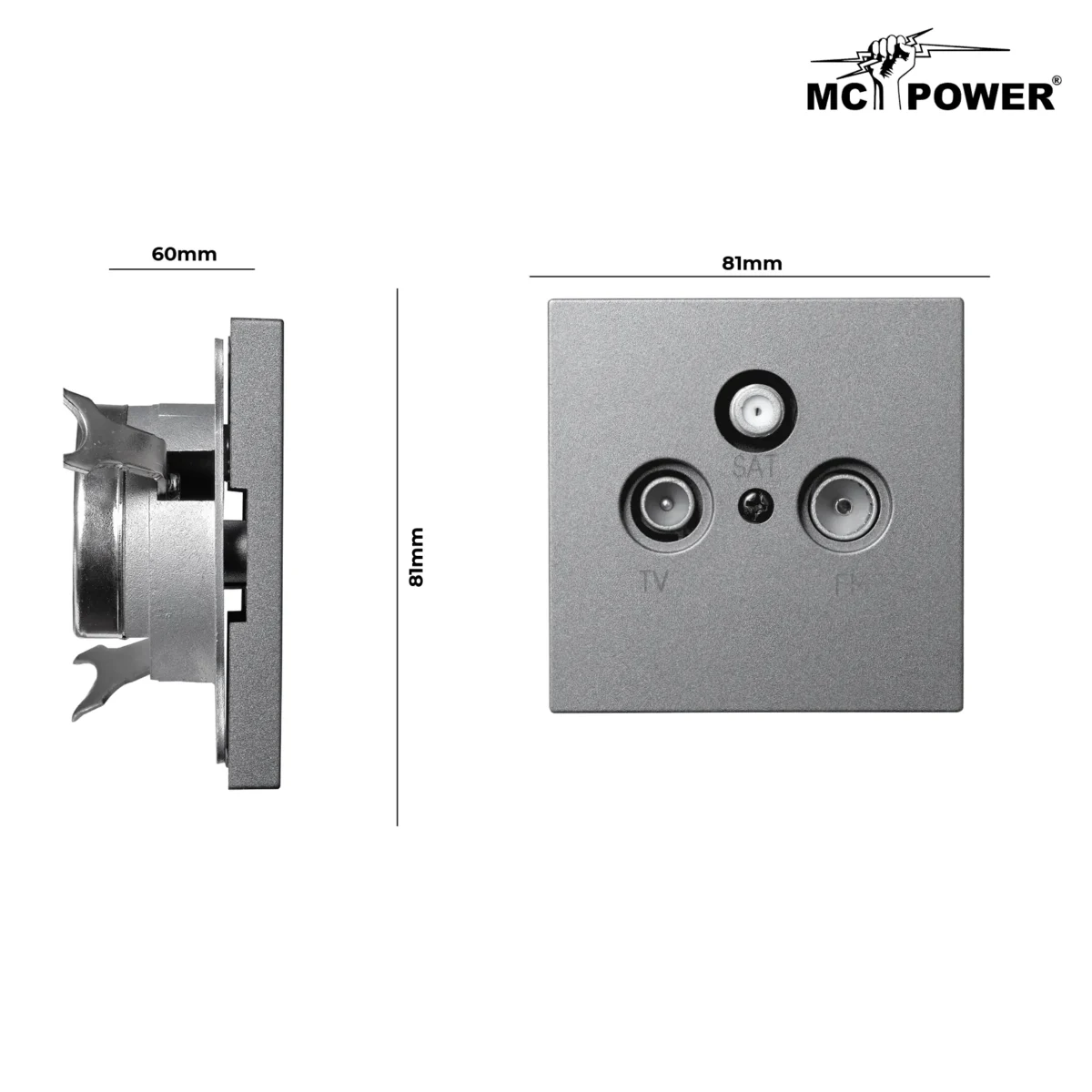 Antennendose McPower "Shallow" für TV, Radio und Sat, UP, anthrazit – Bild 3
