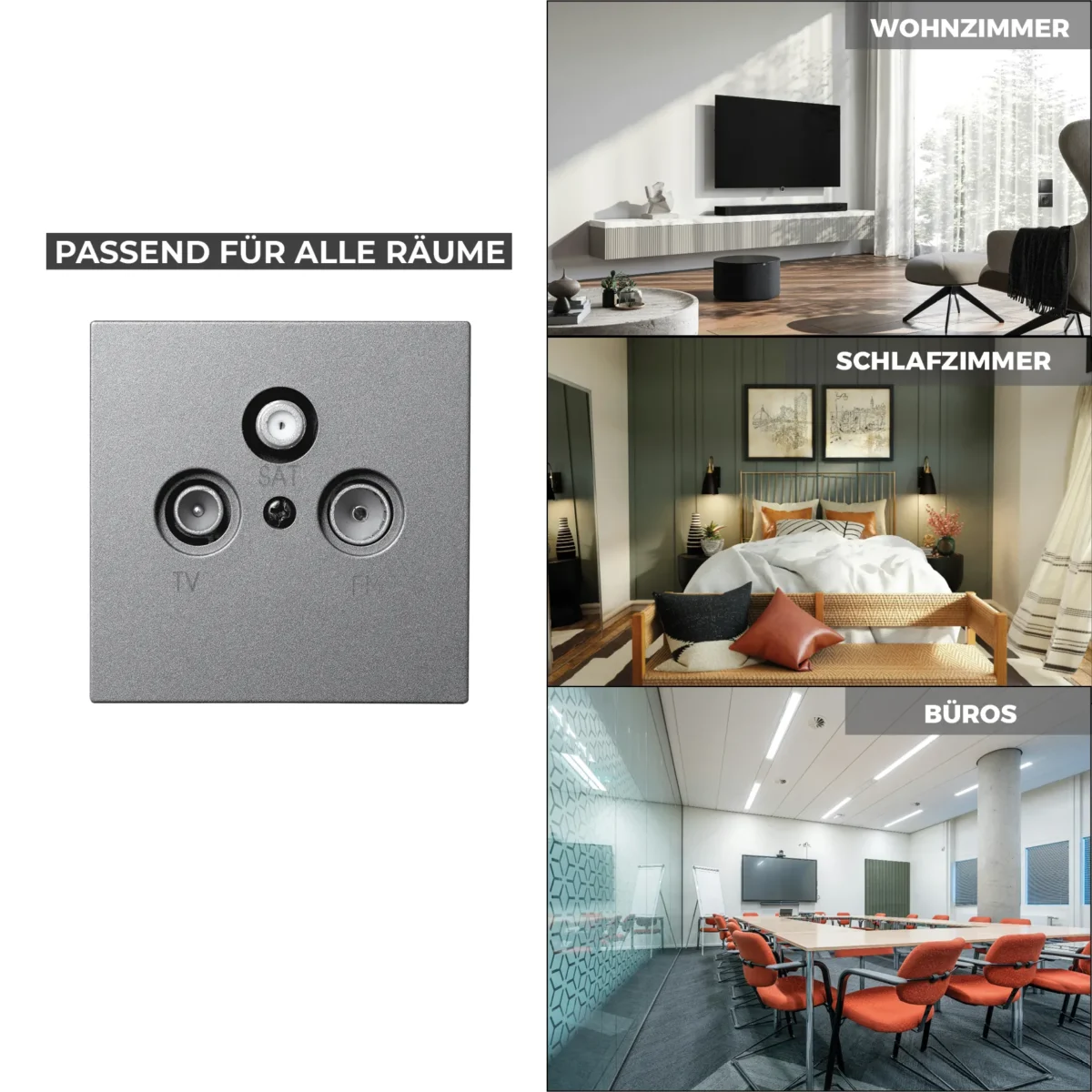 Antennendose McPower "Shallow" für TV, Radio und Sat, UP, anthrazit – Bild 5