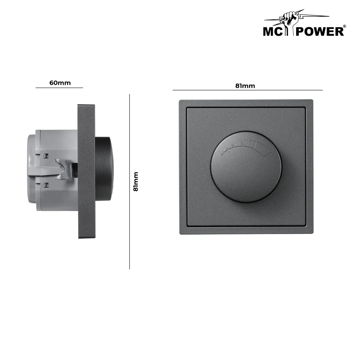 LED-Dimmer für elektronische Trafos McPower "Shallow" 250V~/300W, anthrazit – Bild 3