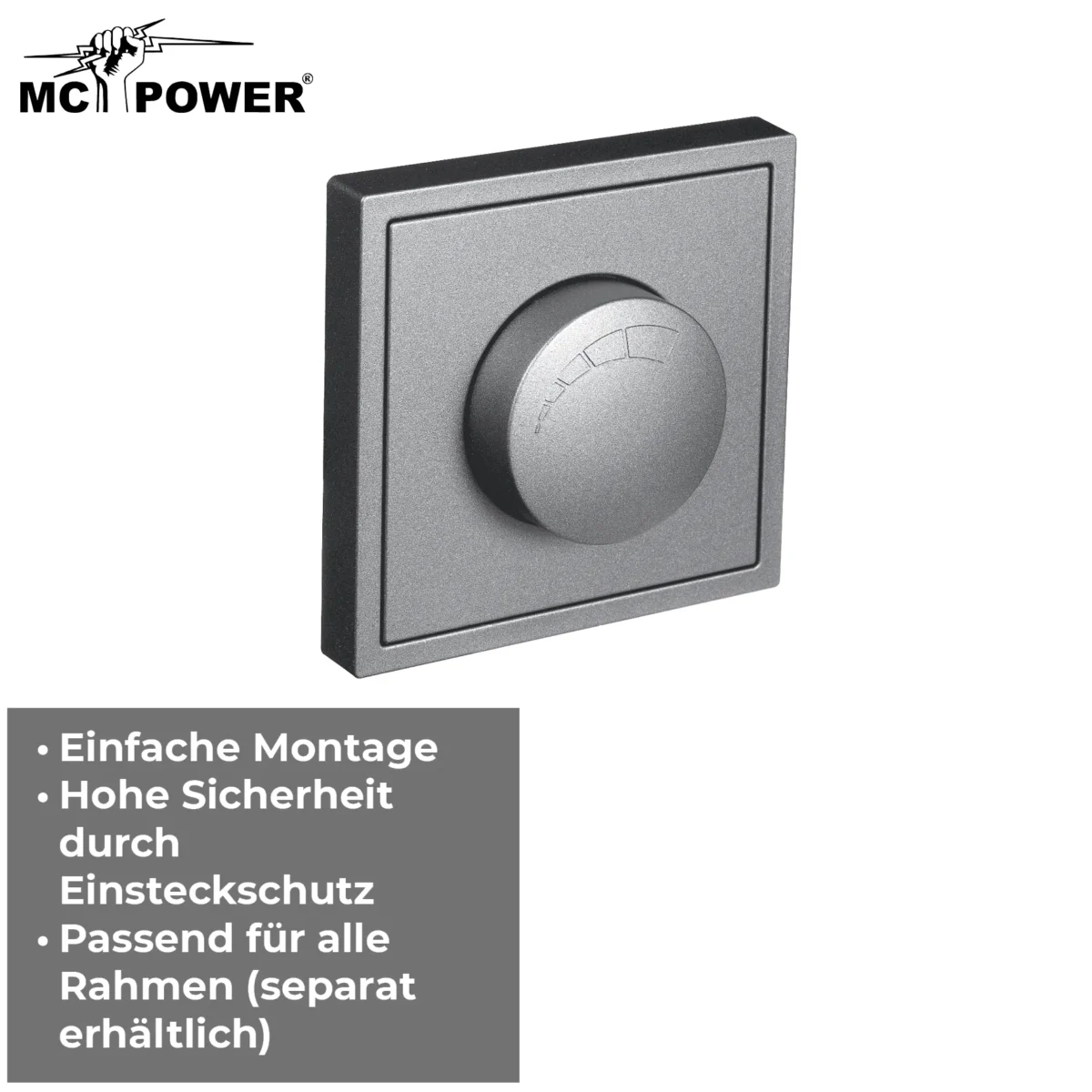 LED-Dimmer für elektronische Trafos McPower "Shallow" 250V~/300W, anthrazit – Bild 4
