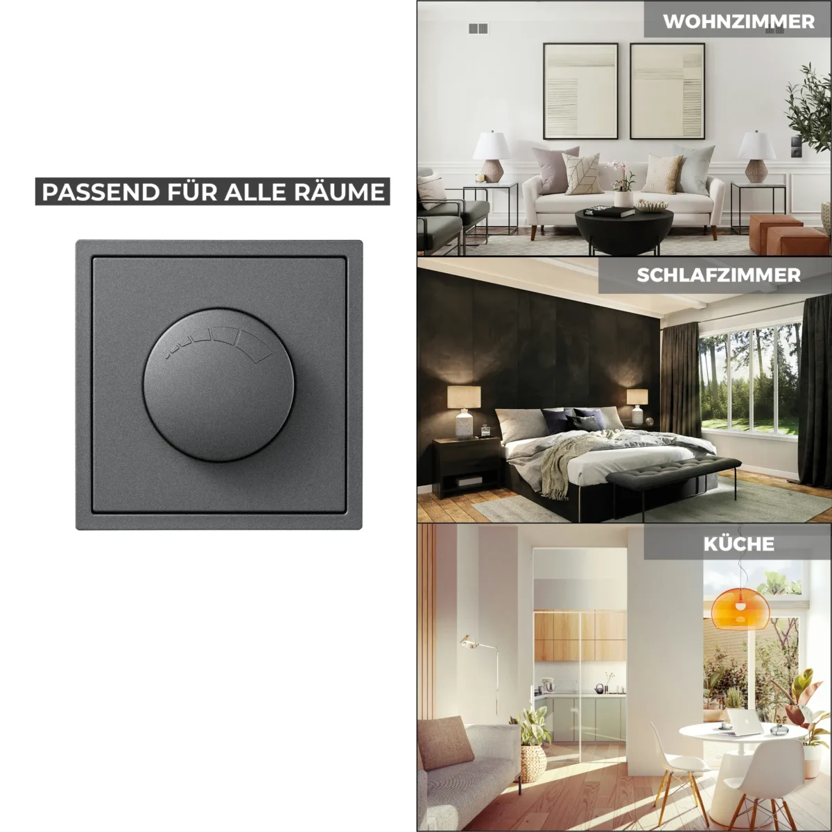 LED-Dimmer für elektronische Trafos McPower "Shallow" 250V~/300W, anthrazit – Bild 5