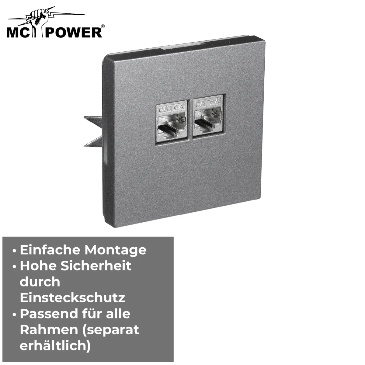 Netzwerk-Dose McPower "Shallow" CAT6A, UP, anthrazit, vollgeschirmt – Bild 5