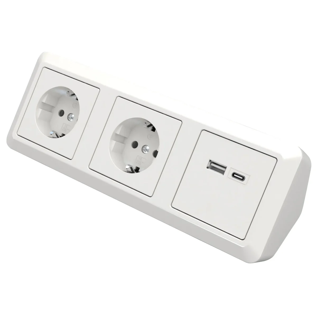 Steckdosenblock McPower "Cup" Aufbau, weiß, 2-fach Schutzkontakt + 2x USB A+C – Bild 1