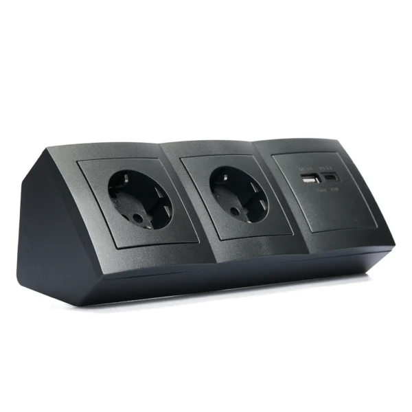 Steckdosenblock McPower "Flair" anthrazit, 2-fach Schutzkontakt, 2x USB A+C