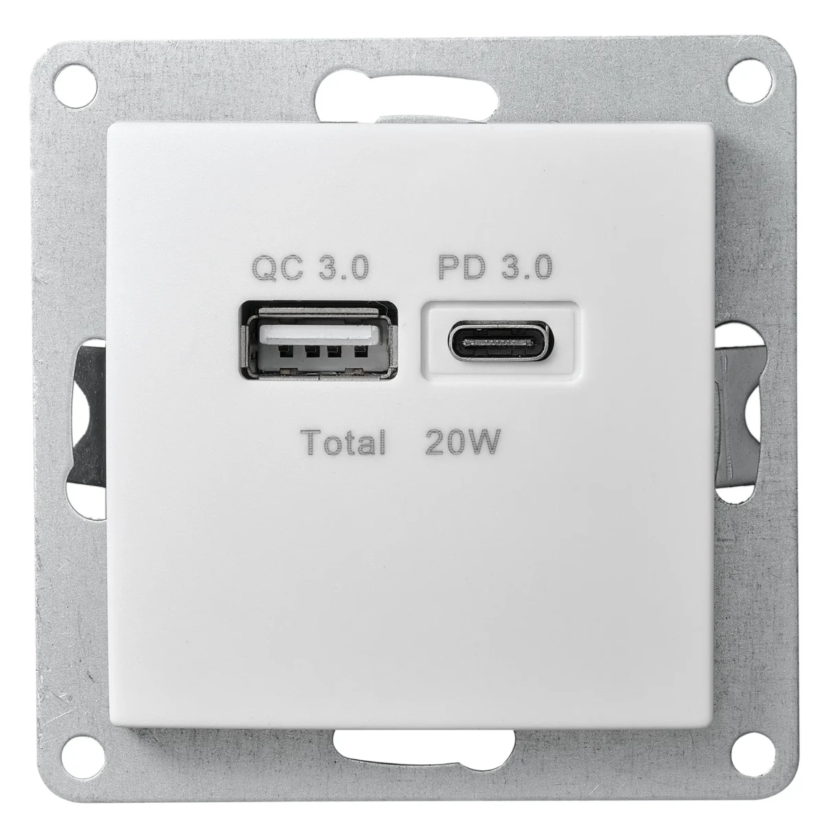 USB-Ladedose McPower "Flair" 2-fach, USB-C, PD 3.0 20W, weiß – Bild 1