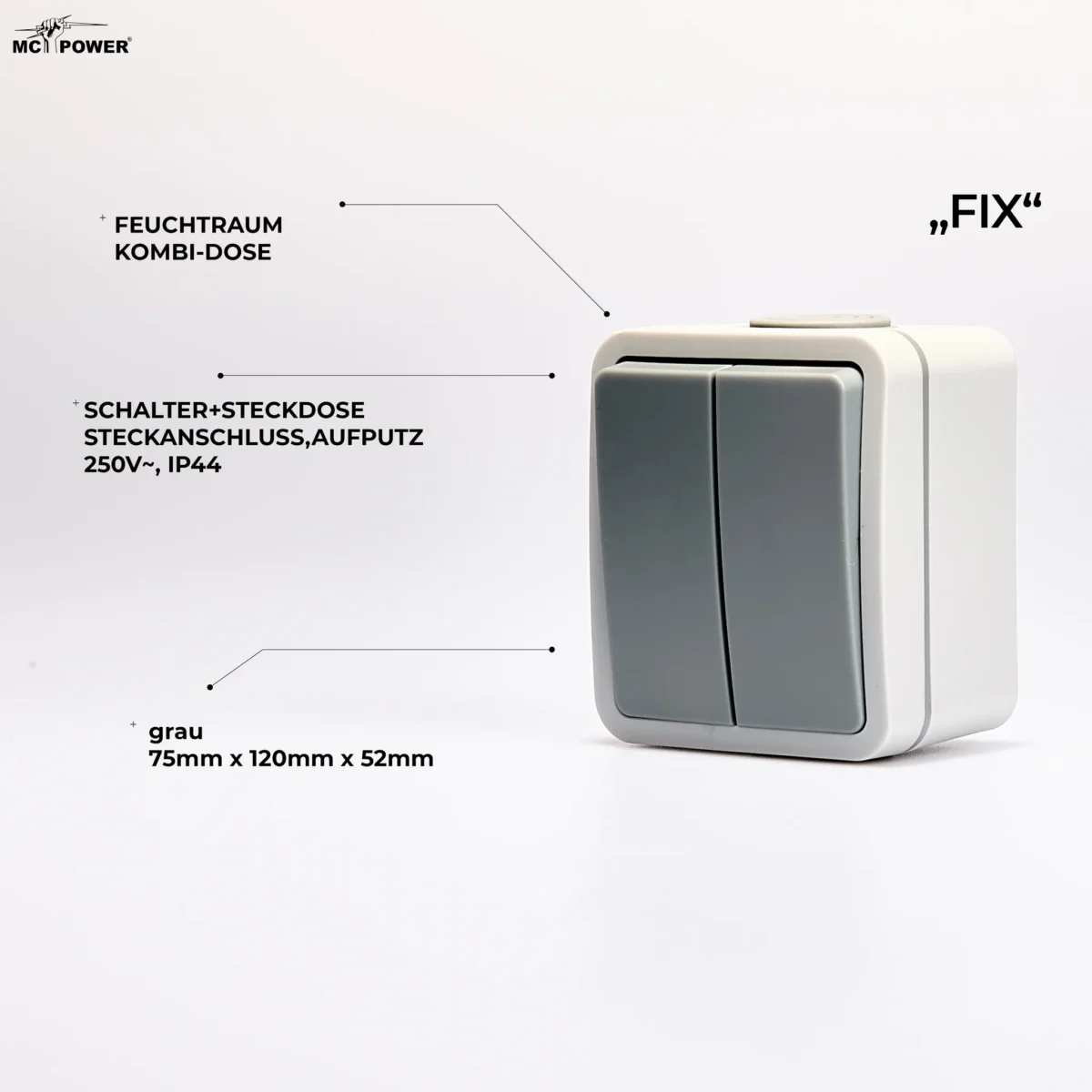 Feuchtraum Serienschalter McPower "Fix", Steckanschluss , IP54, 250V~/10A, AP – Bild 4