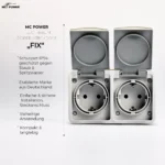 Feuchtraum Doppelsteckdose McPower "Fix", Steckanschluss, 250V~/16A, IP54, AP – Bild 3