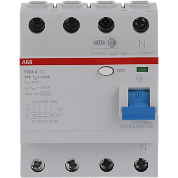 FI-Schutzschalter ABB "F204A-63", 63A, 4-polig, Typ A