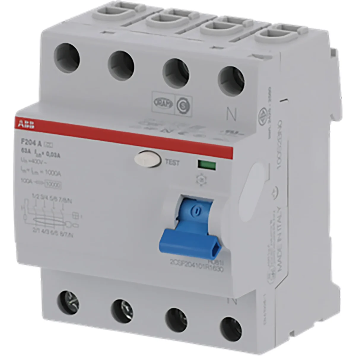 FI-Schutzschalter ABB "F204A-63", 63A, 4-polig, Typ A – Bild 2