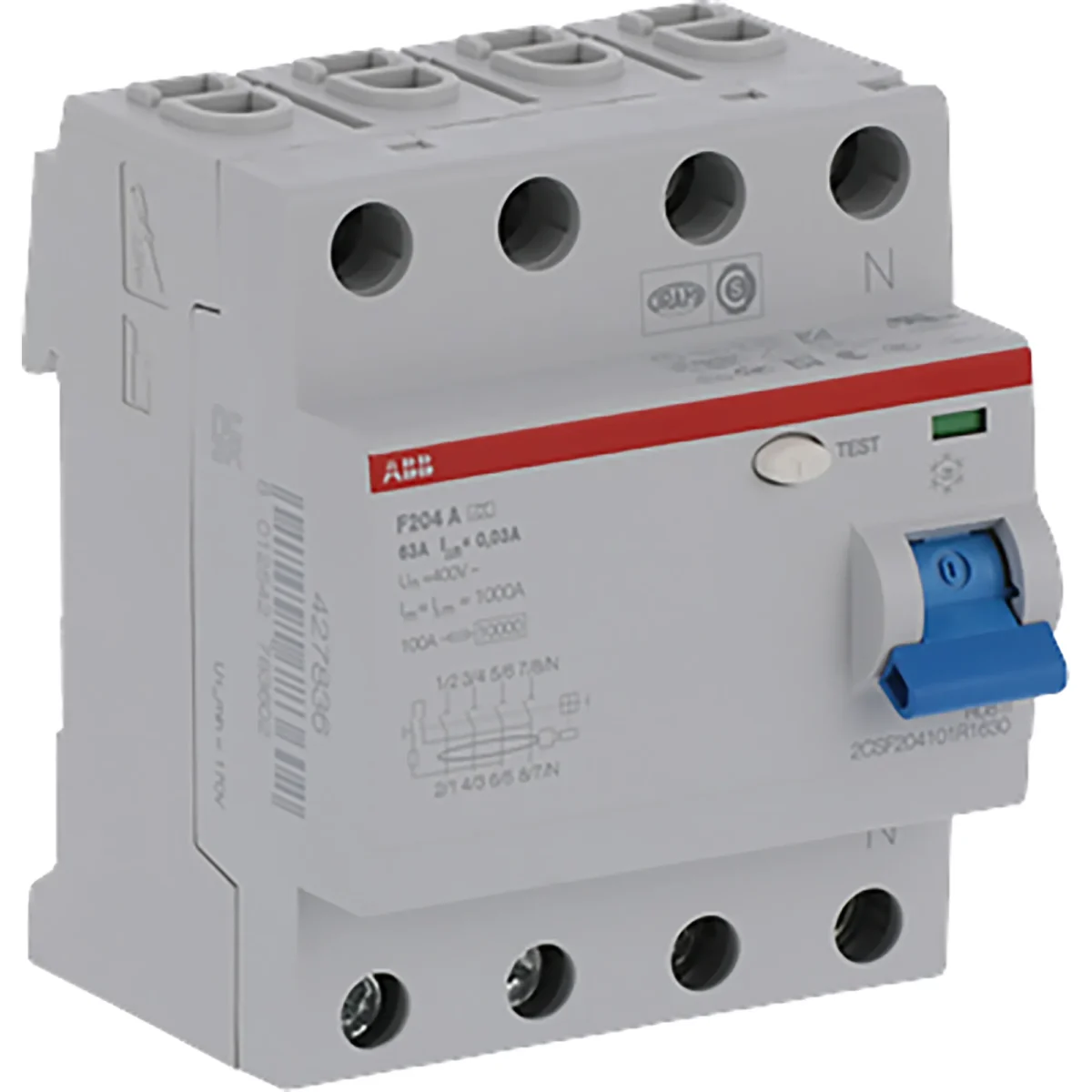FI-Schutzschalter ABB "F204A-63", 63A, 4-polig, Typ A – Bild 3