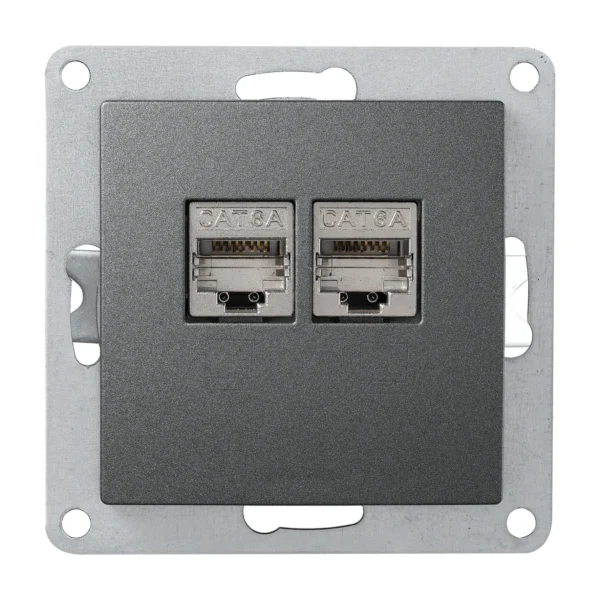 Netzwerk-Dose McPower "Flair" CAT6A, UP, anthrazit, vollgeschirmt