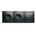 Steckdosenblock McPower "Flair" matt schwarz, 2-fach Schutzkontakt + 2x USB A+C – Bild 2