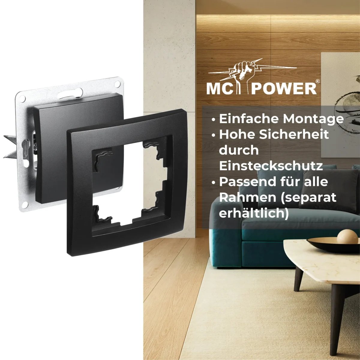 Wechselschalter McPower "Flair", 250V~/10A, UP, matt schwarz – Bild 4