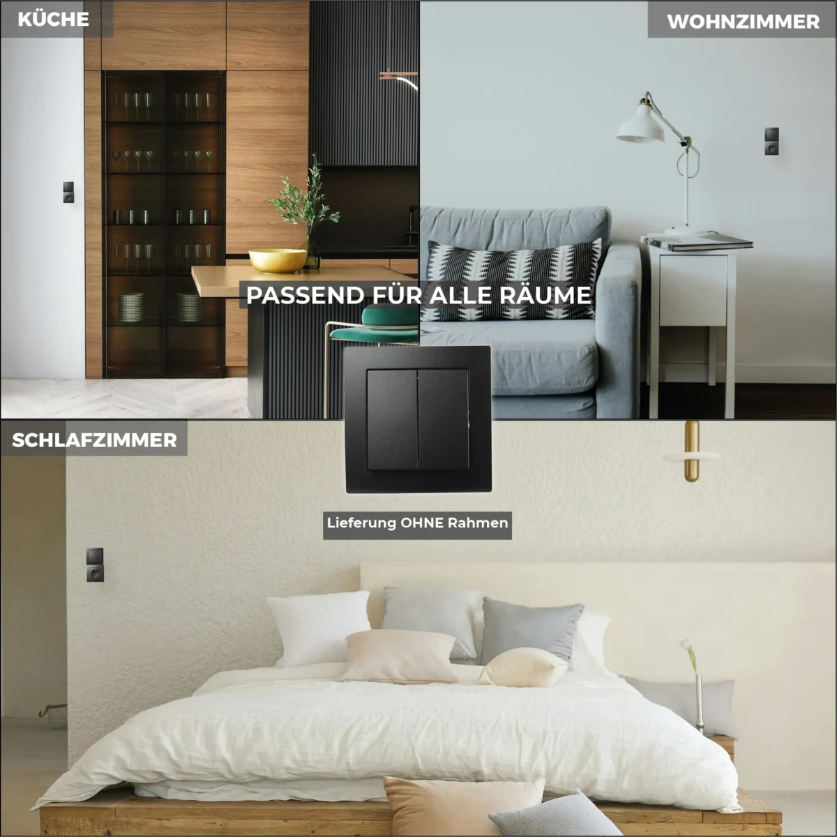 Serien-Schalter McPower "Flair", 2-fach, 250V~/10A, UP, matt schwarz – Bild 5
