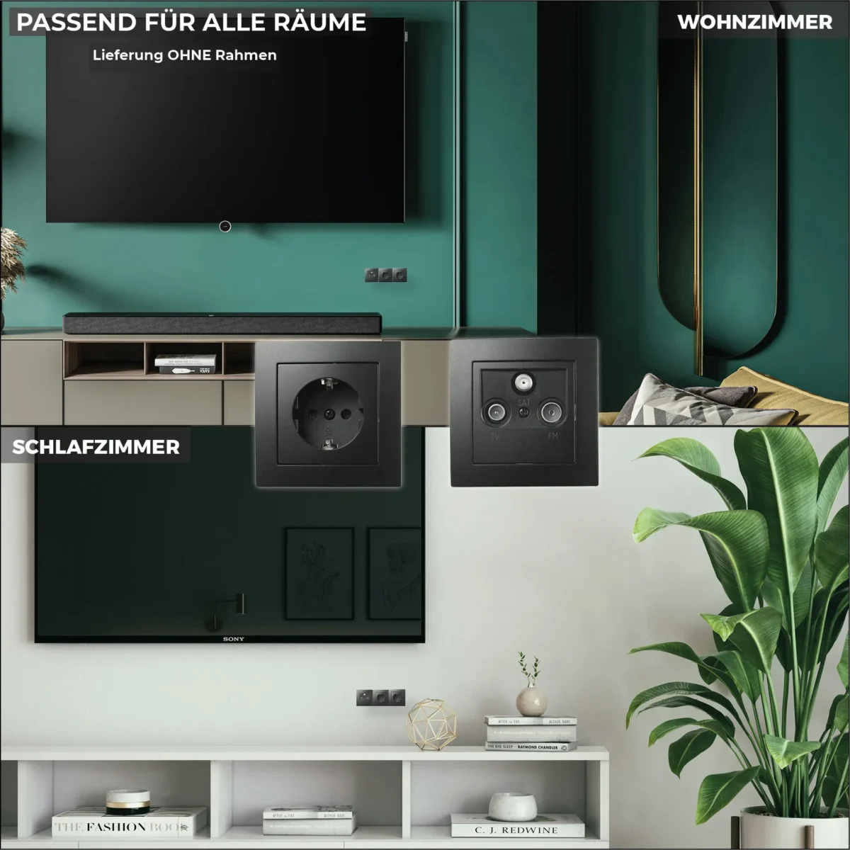 Antennendose McPower "Flair" für TV, Radio und Sat, UP, matt schwarz – Bild 5