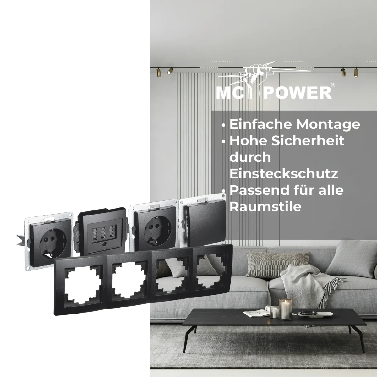 Rahmen McPower "Flair", 4-fach, matt schwarz – Bild 3