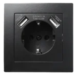 Schutzkontakt-Steckdose mit 2x USB McPower "Flair",250V, 5V/2,1A,UP,matt schwarz