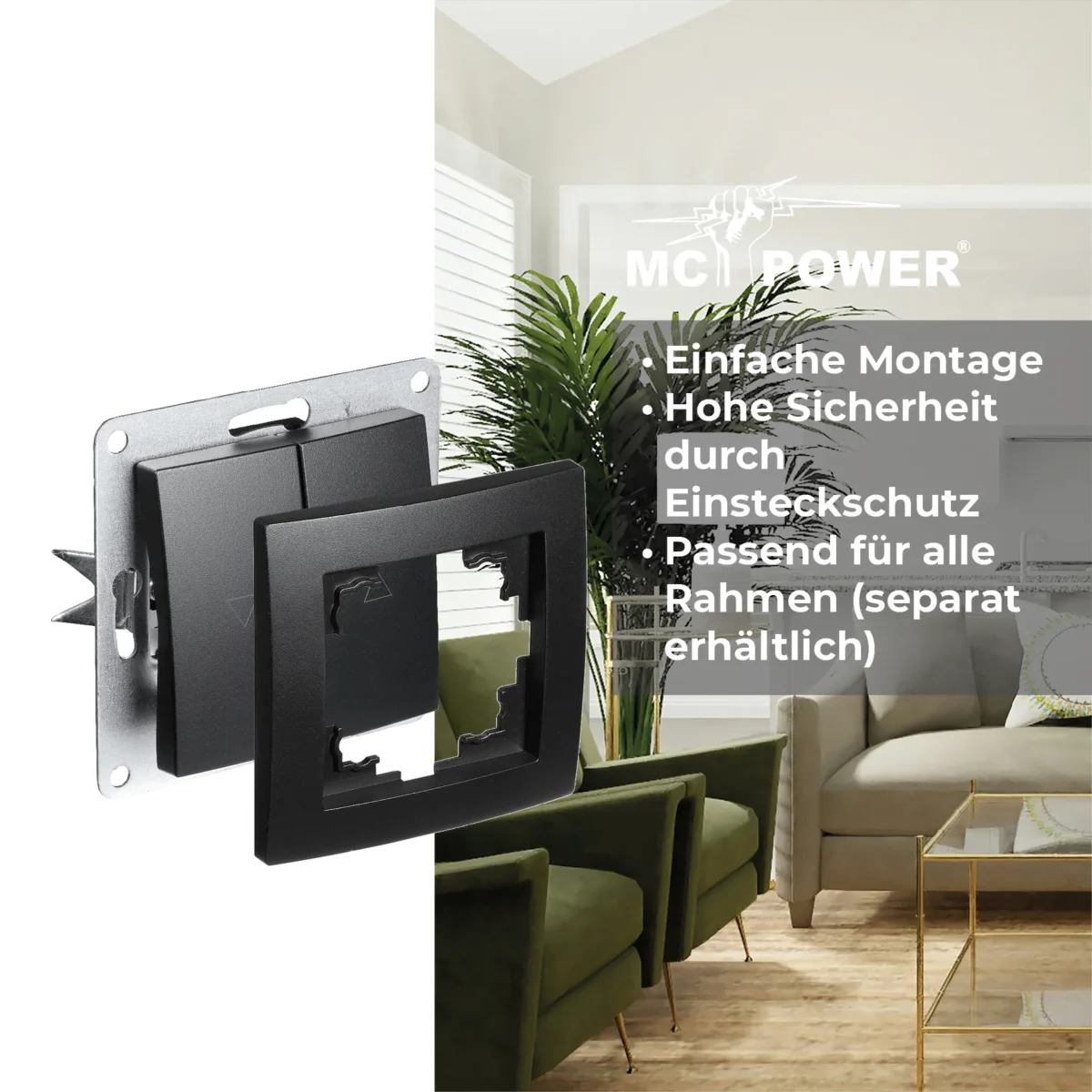 Jalousie-Taster McPower "Flair", Hoch und Runter, 250V~/10A, UP, matt schwarz – Bild 4