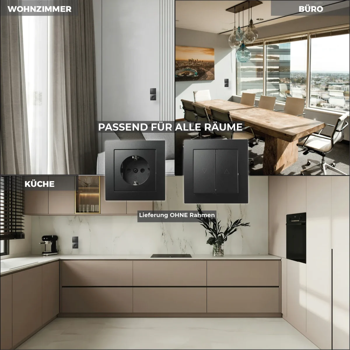 Jalousie-Taster McPower "Flair", Hoch und Runter, 250V~/10A, UP, matt schwarz – Bild 5