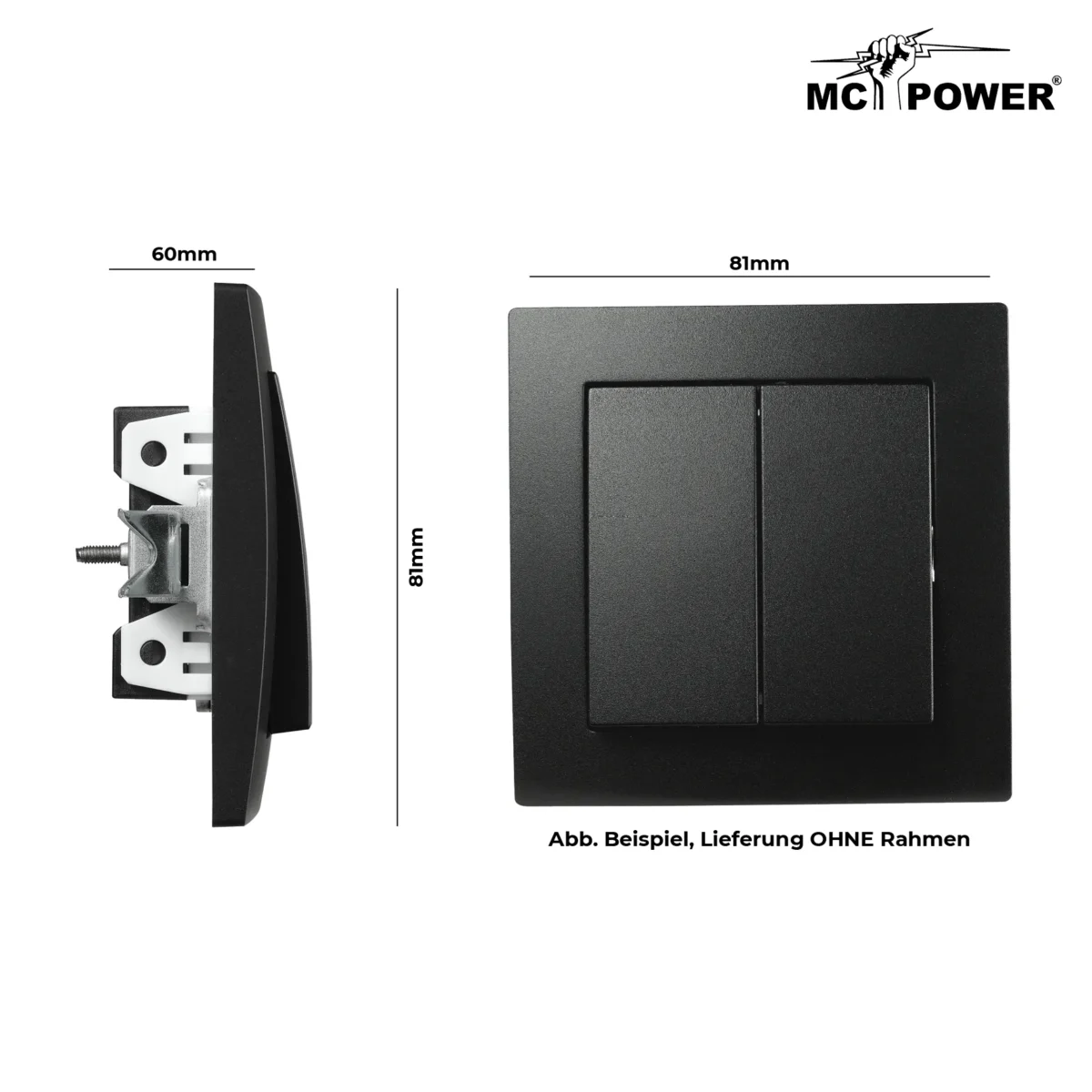 Wechselschalter McPower "Flair" 2-fach, 250V~/10A, UP, matt schwarz, Steckanschluss – Bild 3
