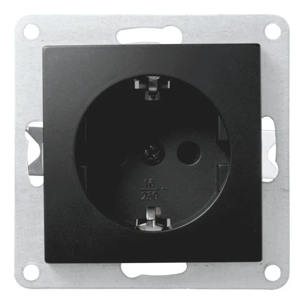 Schutzkontakt-Steckdose McPower "Flair", 250V~/16A, Steckanschluss, matt schwarz