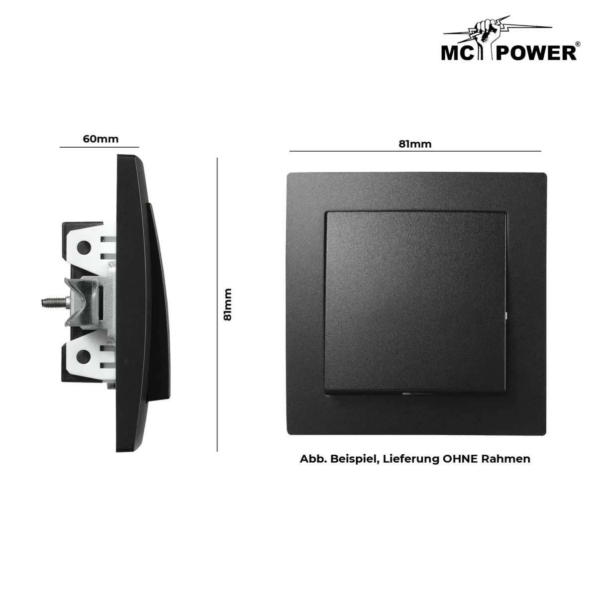 Wechselschalter McPower "Flair", 250V~/10A, UP, Steckanschluss, matt schwarz – Bild 3