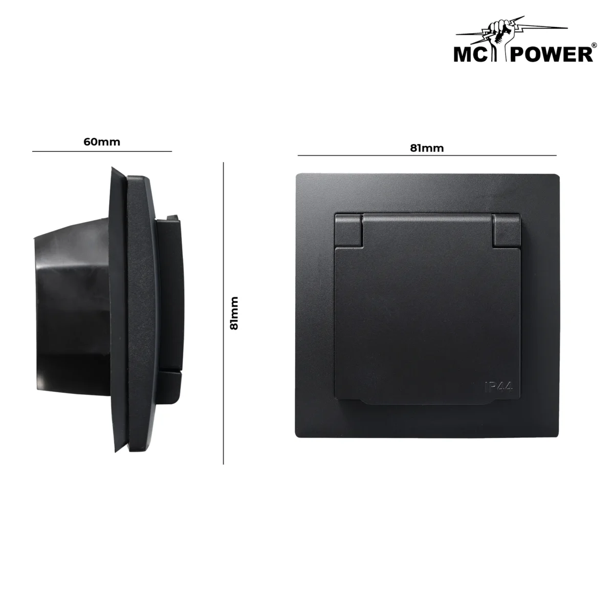 Schutzkontakt-Steckdose McPower "Flair", 250V~/16A, UP, IP44, matt schwarz – Bild 3