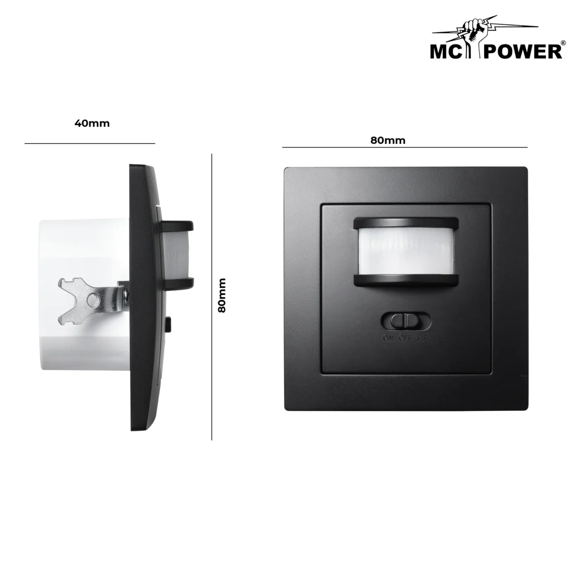Unterputz IR Bewegungsmelder McPower "Flair" 160°, 750W ,LED geeignet, matt schwarz – Bild 3