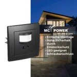 Unterputz IR Bewegungsmelder McPower "Flair" 160°, 750W ,LED geeignet, matt schwarz – Bild 4