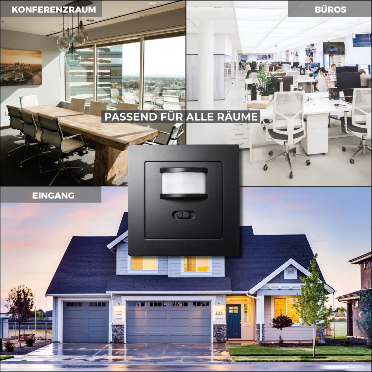 Unterputz IR Bewegungsmelder McPower "Flair" 160°, 750W ,LED geeignet, matt schwarz – Bild 5