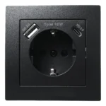 Schutzkontakt-Steckdose McPower "Flair" 1x USB-C 18W PD, 1x USB-A, matt schwarz
