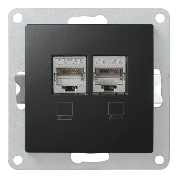 Netzwerk-Dose McPower "Flair" CAT6A, UP, matt schwarz, vollgeschirmt