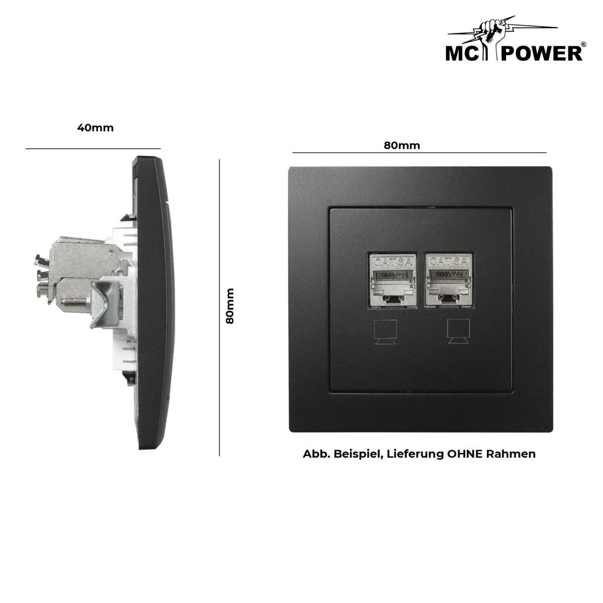 Netzwerk-Dose McPower "Flair" CAT6A, UP, matt schwarz, vollgeschirmt – Bild 3