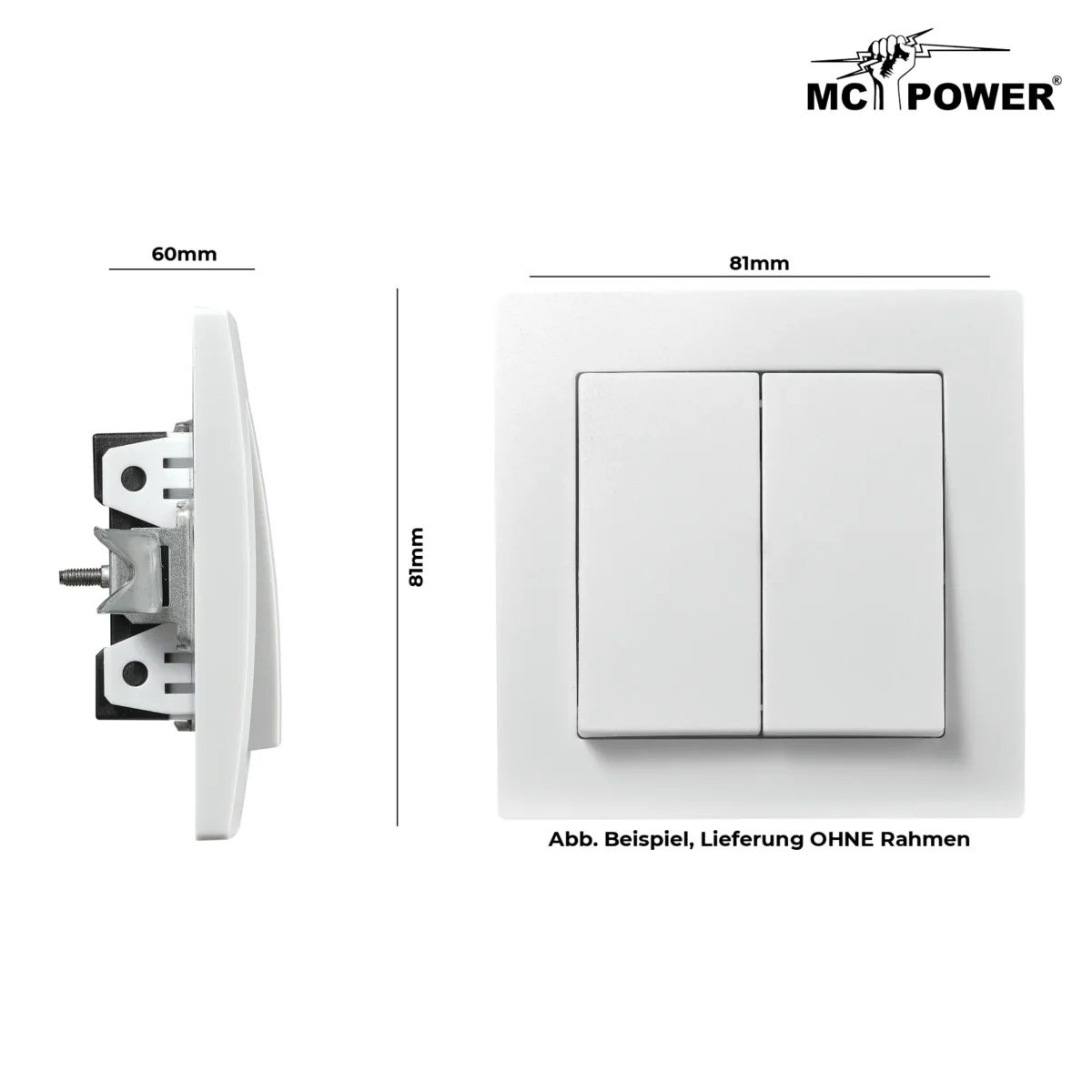 Taster McPower "Flair" 2-fach, 250V~/10A, UP, weiß – Bild 3
