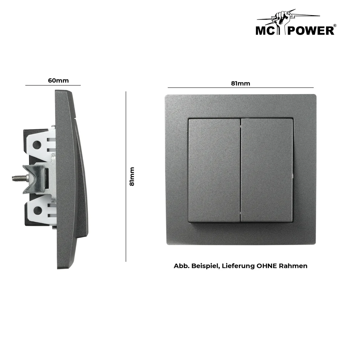 Taster McPower "Flair" 2-fach, 250V~/10A, UP, anthrazit – Bild 3