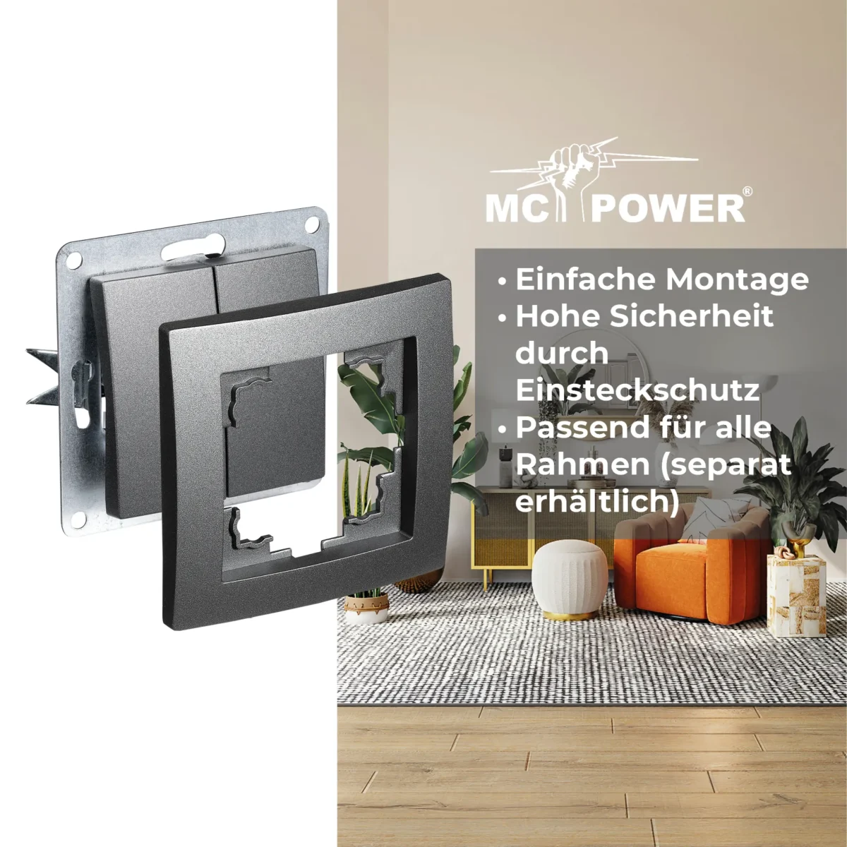 Taster McPower "Flair" 2-fach, 250V~/10A, UP, anthrazit – Bild 4