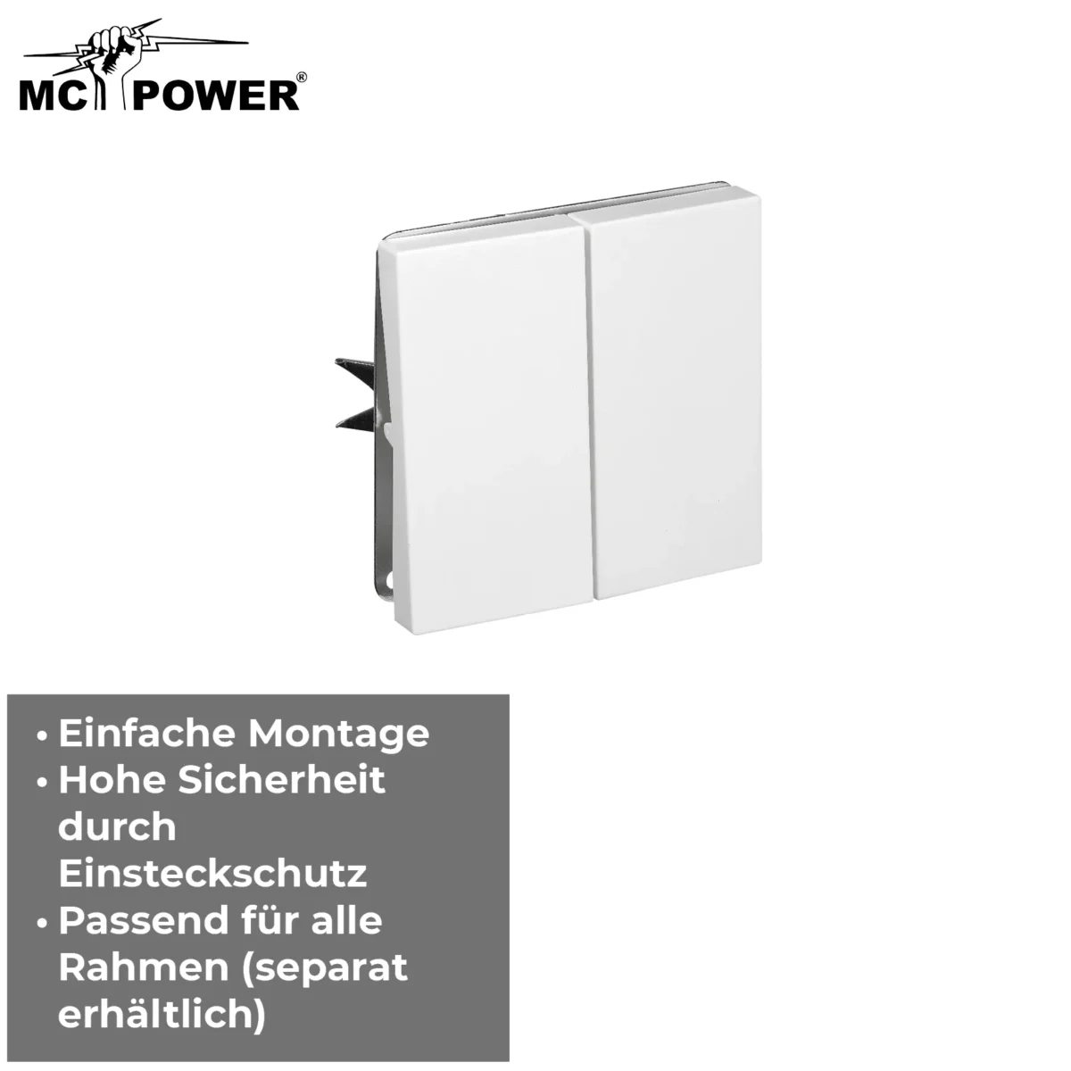 Taster McPower "Shallow" 2-fach, 250V~10A, UP, Steckanschluss, weiß – Bild 3