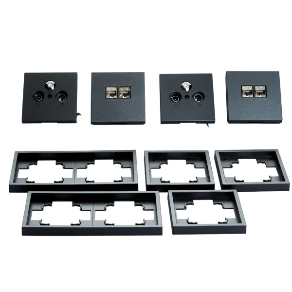 Schalter und Steckdosen Set McPower Shallow "Multimedia", 18-teilig, anthrazit