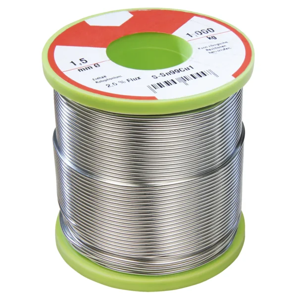 Lötzinn auf Rolle, 1,5mm, 1.000g, bleifrei! (99%Sn 1%Cu 2,5%Sb)