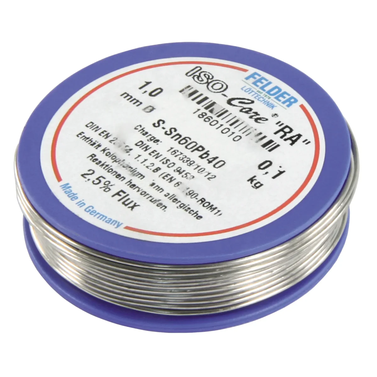 Lötzinn auf Rolle FELDER ISO-Core "RA", 1,0mm, 100g, bleihaltig (60%Sn 40%Pb) – Bild 1