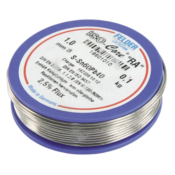 Lötzinn auf Rolle FELDER ISO-Core "RA", 1,0mm, 100g, bleihaltig (60%Sn 40%Pb)
