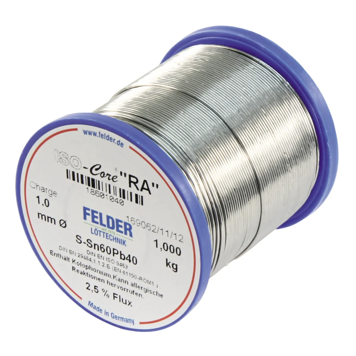 Lötzinn auf Rolle FELDER ISO-Core "RA", 1,0mm, 1.000g, bleihaltig (60%Sn 40%Pb) – Bild 2
