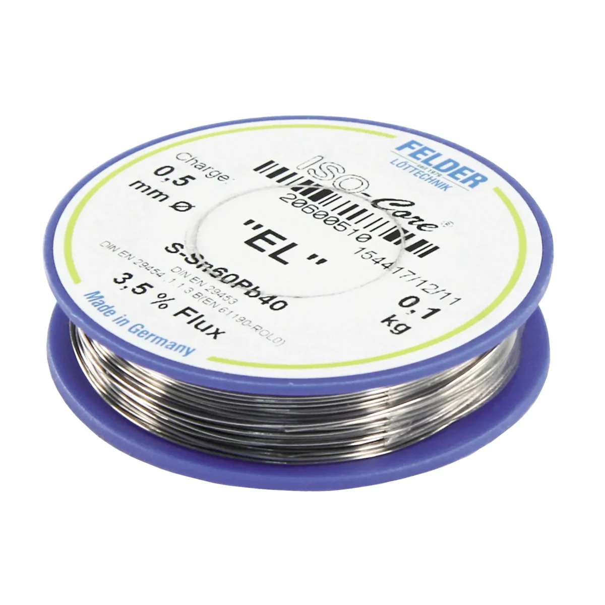 Lötzinn auf Rolle FELDER ISO-Core "EL", 0,5mm, 100g, bleihaltig (60%Sn 40%Pb) – Bild 1
