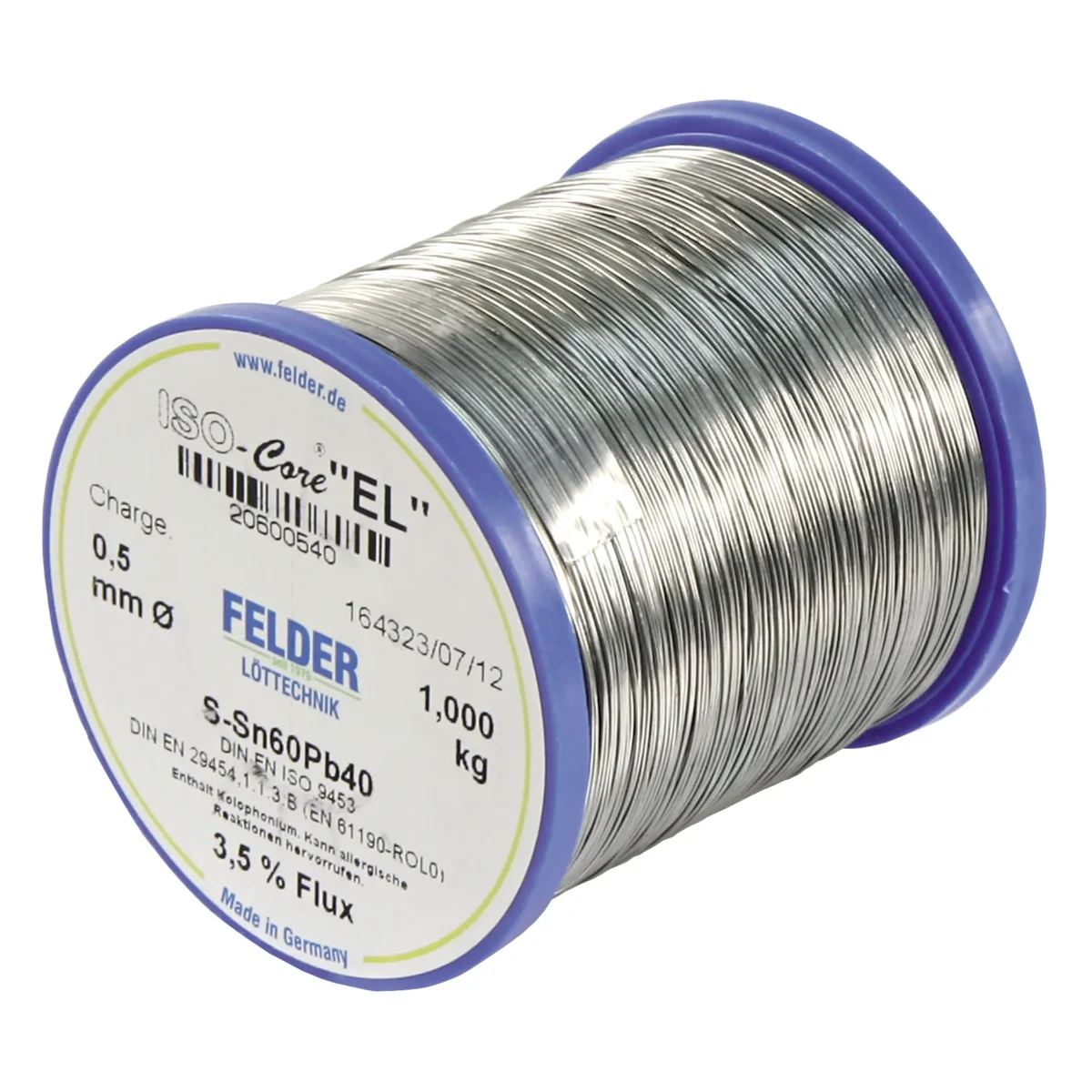 Lötzinn auf Rolle FELDER ISO-Core "EL", 0,5mm, 1.000g, bleihaltig (60%Sn 40%Pb) – Bild 2