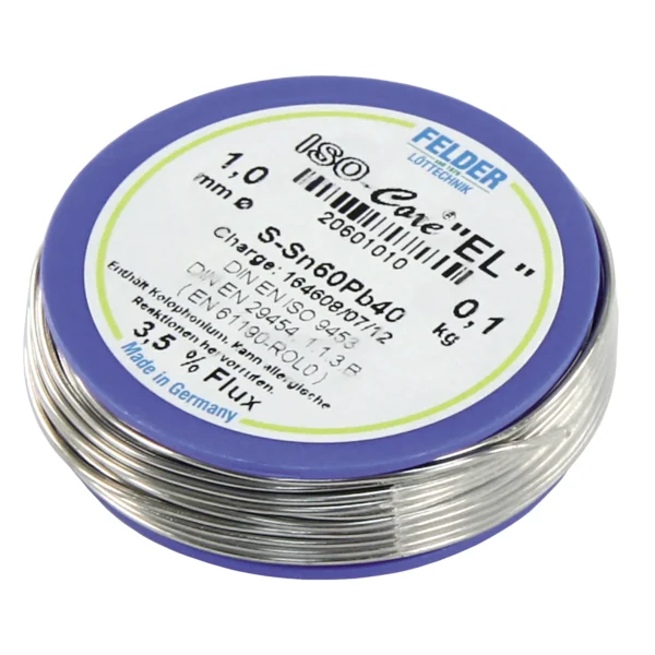 Lötzinn auf Rolle FELDER ISO-Core "EL", 1,0mm, 100g, bleihaltig (60%Sn 40%Pb)