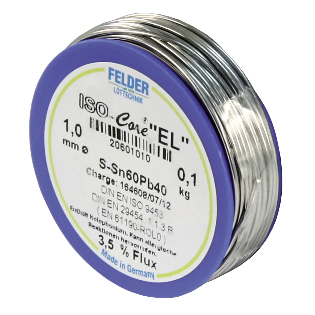 Lötzinn auf Rolle FELDER ISO-Core "EL", 1,0mm, 100g, bleihaltig (60%Sn 40%Pb) – Bild 2